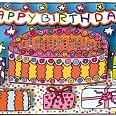 James Rizzi "Happy Birthday" 3D-Siebdruck (drucksigniert) 6,9 x 10 cm