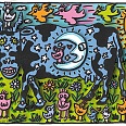 James Rizzi "Moon Cow" 3D-Siebdruck 15 x 23 cm