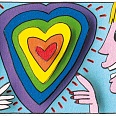 James Rizzi "Rainbow Of Love"  3D Siebdruck  5,3 x 8,6 cm
