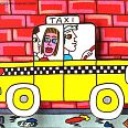 James Rizzi "Taxi cab" 3D-Siebdruck 5,5 x 6,8 cm