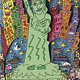 James Rizzi "The Big Apple is big on Liberty" 1999 Acryl  23 x 14 cm