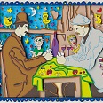 James Rizzi "The card players" 3D Siebdruck 21 x 26 cm