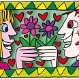 James Rizzi "The flower power of love" 3D-Siebdruck 5,9 x 8,5 cm