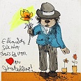 Janosch "Erlauben Sie mir dass ich von Herzen gratuliere" Radierung 35 x 30 cm