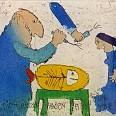 Janosch "Fischesser" Radieruung 30 x 40 cm