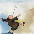 Janosch "Pater & Kreuz" Radierung 40 x 50 cm