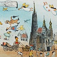 Janosch "Andenken an Wien" Radierung 40 x 50 cm