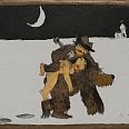 Janosch "Bis Tatischau und sieben West" Radierung 40 x 35 cm