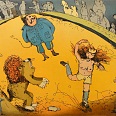 Janosch "Der Löwe brüllt, es tanzt Marie, das Publikum sitzt vis-á-vis Radierung" 40 x 50 cm