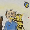 Janosch "Der Tiger umarmt Janosch" Radierung 40 x 50 cm