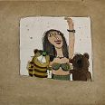 Janosch "Die Freundin von Bär und Tiger" Radierung 14,5 x 17 cm