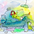 Janosch "Einmal sagte der kleine Bär zu Susi" Mischtechnik 21 x 29 cm