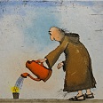 Janosch "Gärtner Pater" Radierung 40 x 50 cm