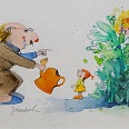 Janosch "Gärtnervater" Illustration für Buch "Eltern" 1991 Aquarell 30 x 40 cm
