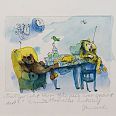 Janosch "Hier spricht der Bär und wer spricht dort" Mischtechnik 40 x 50 cm
