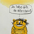 Janosch "Ich liebe dich du altes Haus" Radierung 35 x 30 cm