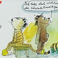 Janosch "Ich liebe dich du schwule Nachtigal" Aquarell 19 x 26 cm