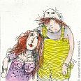 Janosch "Ich + Marie im Herbst 98"  Radierung 35 x 35 cm