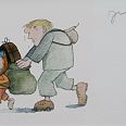 Janosch "Illustration Magazin Eltern Wandern"  Mischtechnik auf Papier 12 x 21cm
