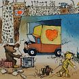 Janosch "LKW-Herz" Radierung 40 x 50 cm