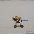 Janosch "Ross und Reiter"  Mischtechnik auf Papier 21 x 22 cm