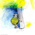 Janosch "Schatten unter dem Baum in der grellen Sonne" Mischtechnik 24 x 24 cm