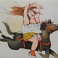 Janosch "Susanne hat ein Pferd juche" Radierung 40 x 50 cm
