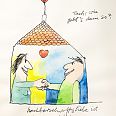 Janosch "Tach, wie gehts denn so: Nachbarschaftsliebe ist immer nötig" Mischtechnik 35 x 35 cm