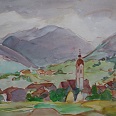 Josef Arnold "Oberperfuss" Aquarell 35 x 47 cm