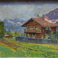 Josef Arnold "Oberperfuss Sommerhaus" Öl auf Holz