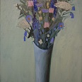 Josef Costazza "Blumenstilleben auf Blau" Öl auf Leinwand, 70 x 60 cm