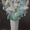 Josef Costazza "Blumenstilleben auf schwarzem Grund" Öl auf Leinwand, 40 x 40 cm