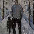 Josef Costazza "Winterspaziergang (Seiler)" Öl auf Leinwand, 35 x 30 cm