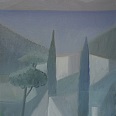 Josef Costazza "Zypressen am Gardasee" Öl auf Leinwand, 55 x 45 cm