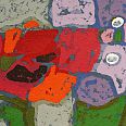 Klaus Fussmann "Mohn und Phlox" Linolschnitt 10 x 13 cm