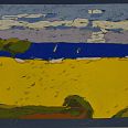 Klaus Fussmann "Raps bei Kronsgard" Farblinolschnitt 21 x 30 cm