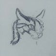 L.H. Jungnickel "Katzenkopf" Kohle auf Papier, 24x24 cm