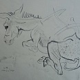 L.H.Jungnickel "Liegender Esel" Kohle laviert, 36x37 cm, signiert