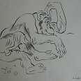 L.H.Jungnickel "liegender Schimpanse" Kohle auf Papier, 1953, 34x33 cm