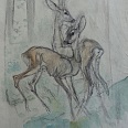 L.H.Jungnickel "Rehpaar im Wald" Aquarell, 45x33 cm