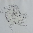 L.H.Jungnickel "sitzender Affe" Kohle auf Papier, 34x33 cm