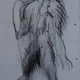 L.H.Jungnickel "Stehender junger Schimpanse" Kohle laviert, 26x15 cm, signiert