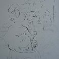 L.H.Jungnickel "Zwei Schafe auf der Weide" Kohle auf Papier, 33x24 cm