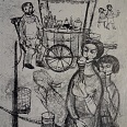 Lore Arnold "Eisverkäufer I" Monotypie 52 x 42 cm