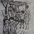 Lore Arnold "Eisverkäufer II" Monotypie 54 x 45 cm