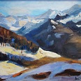 Lore Arnold "Landschaft im Vorfrühling" Öl auf Karton 33,5 x 47,5 cm