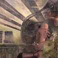 Martha Werneck "Autoretrato com piano" Mischtechnik auf Holz 100 x 150 cm