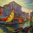Max Spielmann "Gelbe Segel in Chioggia" 1950 Öl auf Leinwand 85 x 95 cm