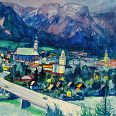 Max Spielmann Hall in Tirol Aquarell 1983 50 x 69 cm