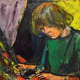 Max Spielmann "Mädchen malend" Öl auf Leinwand 38,5 x 47 cm